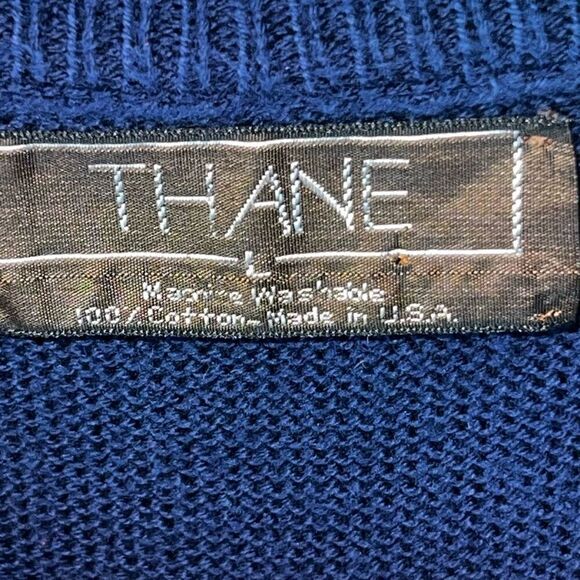 Thane Vintage V-Neck Sweater Womens Large Blue Cuffing Long Sleeve Cabin Classic - Picture 6 of 9